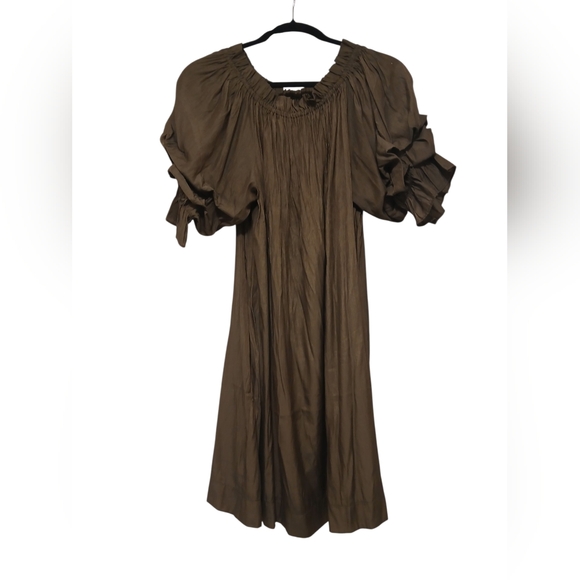 Mersea Hunter Green Fall Tulum Ruffle Dress New With Tags Size Medium - Picture 2 of 11